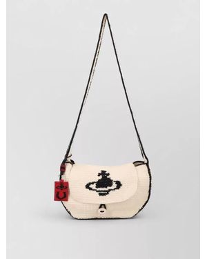 Vivienne Westwood Crossbody Bag Contrast Trim Strap Detail - Natural