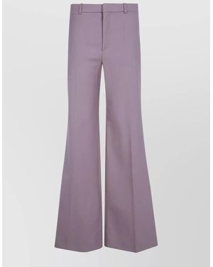 Chloé Wool Flared Wide-Leg Trousers - Purple