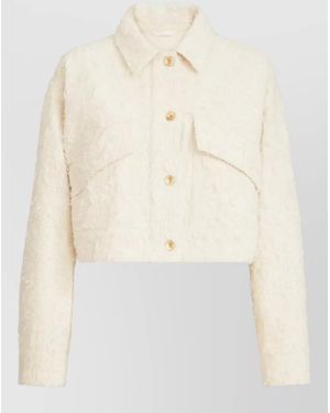 Brunello Cucinelli Tailored Cropped Jacket Long Sleeves Collar - Natural