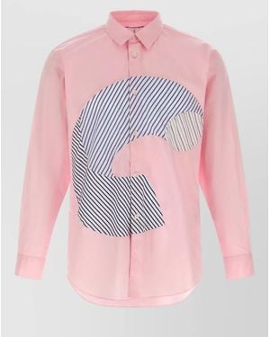 Comme des Garçons Graphic Print Shirt Long Sleeves Button Collar - Pink