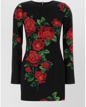 Dolce & Gabbana Printed Silk Mini Dress - Red