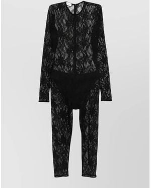 ANDAMANE Round Neck Long Sleeve Jumpsuit - Black
