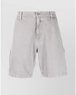 Moschino Cotton Logo-Embroidered Straight-Leg Chino Shorts - Grey