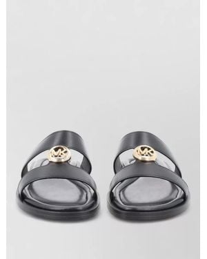 Michael Kors Flat Sole Open Toe Leather Sandals - Grey