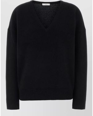 Co. Cashmere Sweater V Neckline Long Sleeves - Black