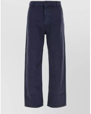 Miu Miu Gabardine Wide Leg Pants Belt Loops Pockets - Blue