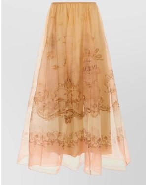 Zimmermann Organza Maxi Skirt Elastic Waist Print - Natural