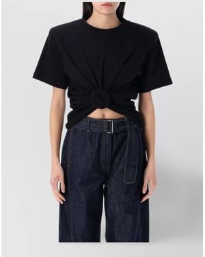 Magda Butrym Ribbed Knotted Jersey T-Shirt - Black
