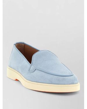 Santoni Debora Suede Round Toe Loafers Rubber Sole - Blue