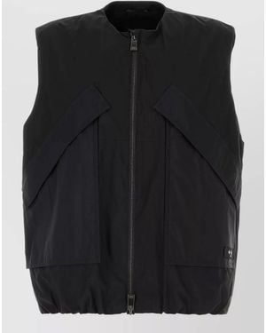 Tatras Cotton Blend Vest Elasticated Hem Pockets - Black