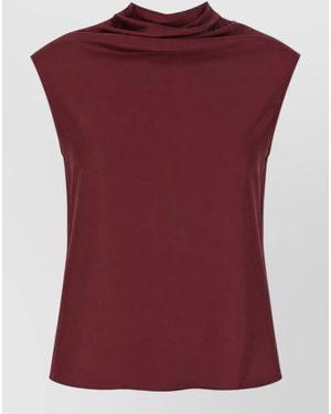 Alberta Ferretti Viscose Cowl Neck Hooded Sleeveless Top - Red