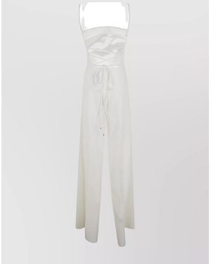 Max Mara Spaghetti Strap Wide Leg Jumpsuit - White