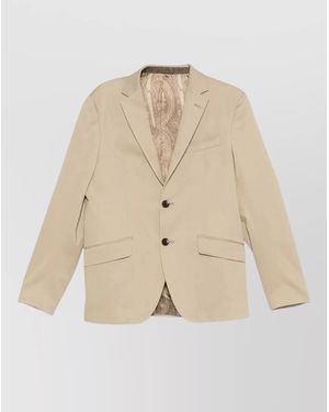 Etro Roma Single Breasted Cotton Tailored Blazer - Natural