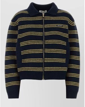 Miu Miu Cashmere Wool Embroidered Fitted Jacket - Blue