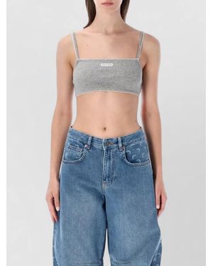 Marine Serre Retro Ribbed Jersey Bra Top - Blue