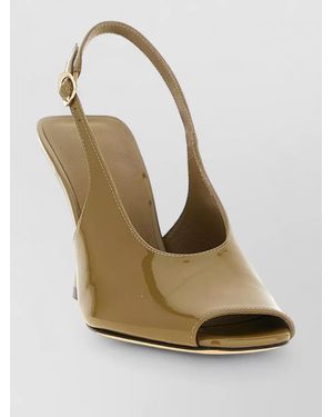 Stuart Weitzman Val Peep Toe Patent Slingback Court Shoes - Metallic