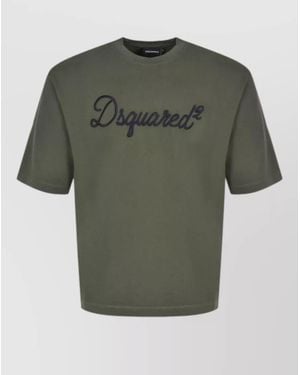 DSquared² Short Sleeves Crew Neck Cotton Jersey T-Shirt - Green