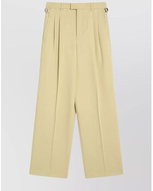 Ami Paris Wide-Leg Virgin Wool Tailored Pants - Yellow