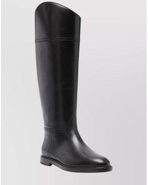 Brunello Cucinelli Knee High Leather Riding Footwear - Black