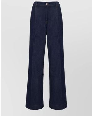 7 For All Mankind Wide Leg Denim Jeans Side Pockets - Blue