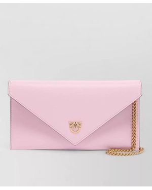 Pinko Love Bag Flat Mini Leather Clutch Bag - Pink