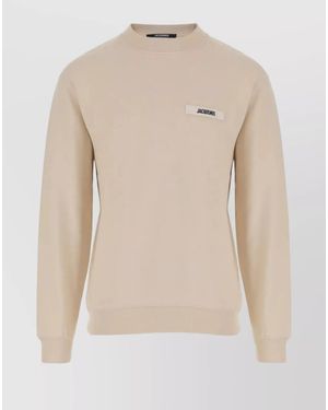 Jacquemus Cotton Ribbed Crew Neck Sweatshirt - Natural