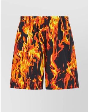 Vetements 'Flames' All-Over Print Shorts With Back Pocket - Orange