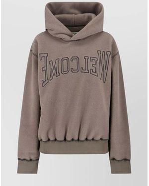 MM6 by Maison Martin Margiela Hooded Knitwear Featuring Embroidered Detail - Gray