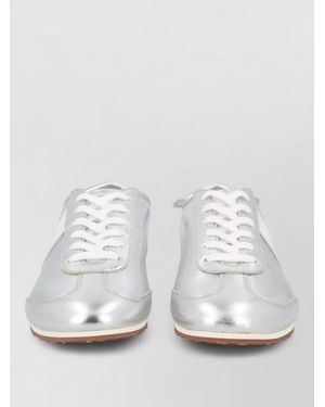 Marine Serre Metallic Leather Low-Top Trainers - White