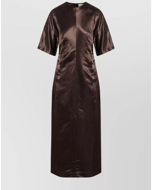 Loulou de Saison Linen Silk Midi Dress - Brown