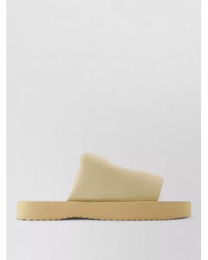 Burberry Lf Knight Leather Slab Sandals - Natural