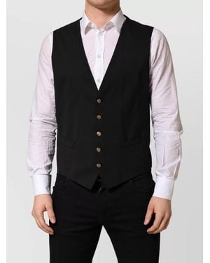Dolce & Gabbana Wool Single Breasted Waistcoat - Black