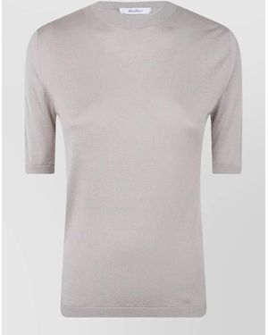 Max Mara Mxm Aceti Short Sleeve Knit Top - Gray