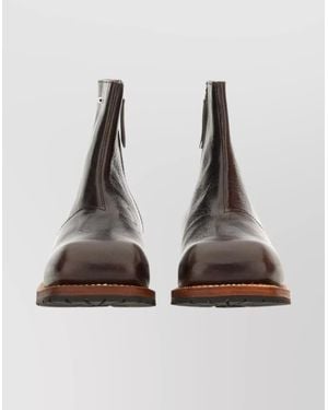 Our Legacy Round Toe Ankle Boots With Stacked Heel - Multicolor