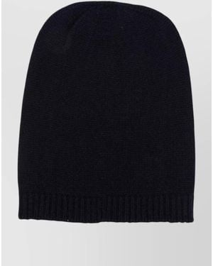 Fabiana Filippi Wool Beanie Hat Knit Texture Ribbed Hem - Blue