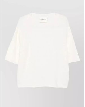 Closed Fine-Knit Wool Alpaca Short-Sleeve Crewneck Jumper - White