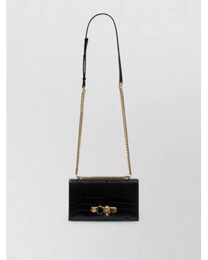 McQueen Jewelled Satchel Leather Crossbody Bag - White