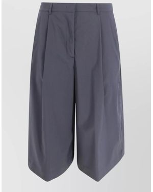 Herno High Waist Cotton Bermuda Shorts Tailoring - Blue