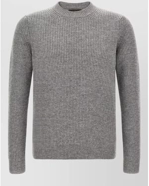Zanone Crew Neck Knit Sweater Soft Stretch - Gray