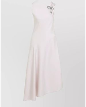 Jil Sander Asymmetric Draped Sleeveless Midi Dress - White