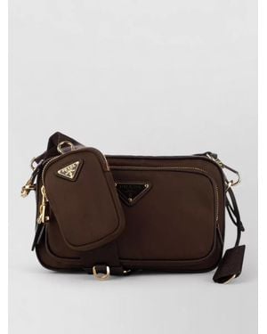 Prada Shoulder Bag Adjustable Strap Detachable Pouch - Brown