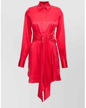 Le twins Cervia Dress Asymmetric Hem Front Tie - Red