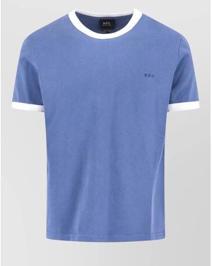 A.P.C. Cotton Logo Embroidered Short-Sleeve T-Shirt - Blue