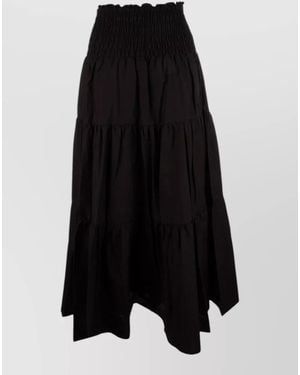 Michael Kors Tiered Midi Skirt Flowing Silhouette - Black