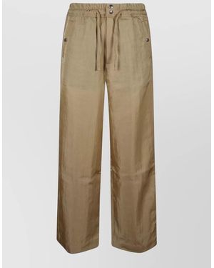 Dries Van Noten Wide Leg Trousers Elastic Waistband - Natural