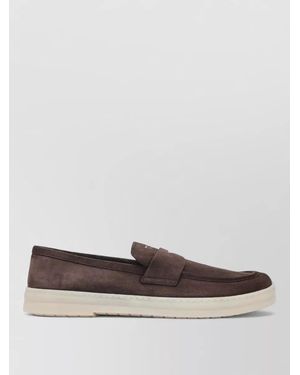 Prada Suede Loafers Round Toe Rubber Sole - White