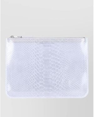 Comme des Garçons Textured Surface Transparent Design Zip Wallet Pouch - White