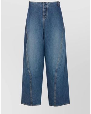 Alaïa Denim Low-Rise Wide-Leg Cargo Trousers - Blue