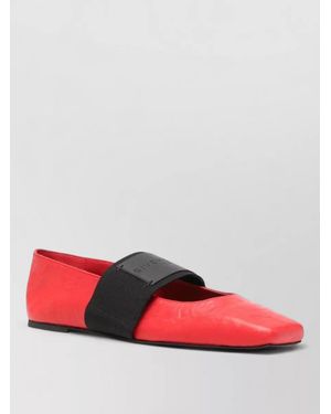 Givenchy Loafers Buckle Strap Elastic Band Square Toe - Red