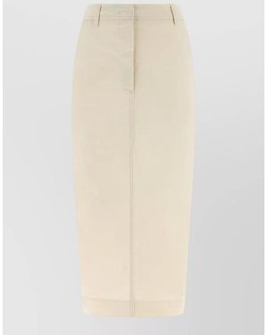 Thelatest Cotton Midi Pencil Skirt - White